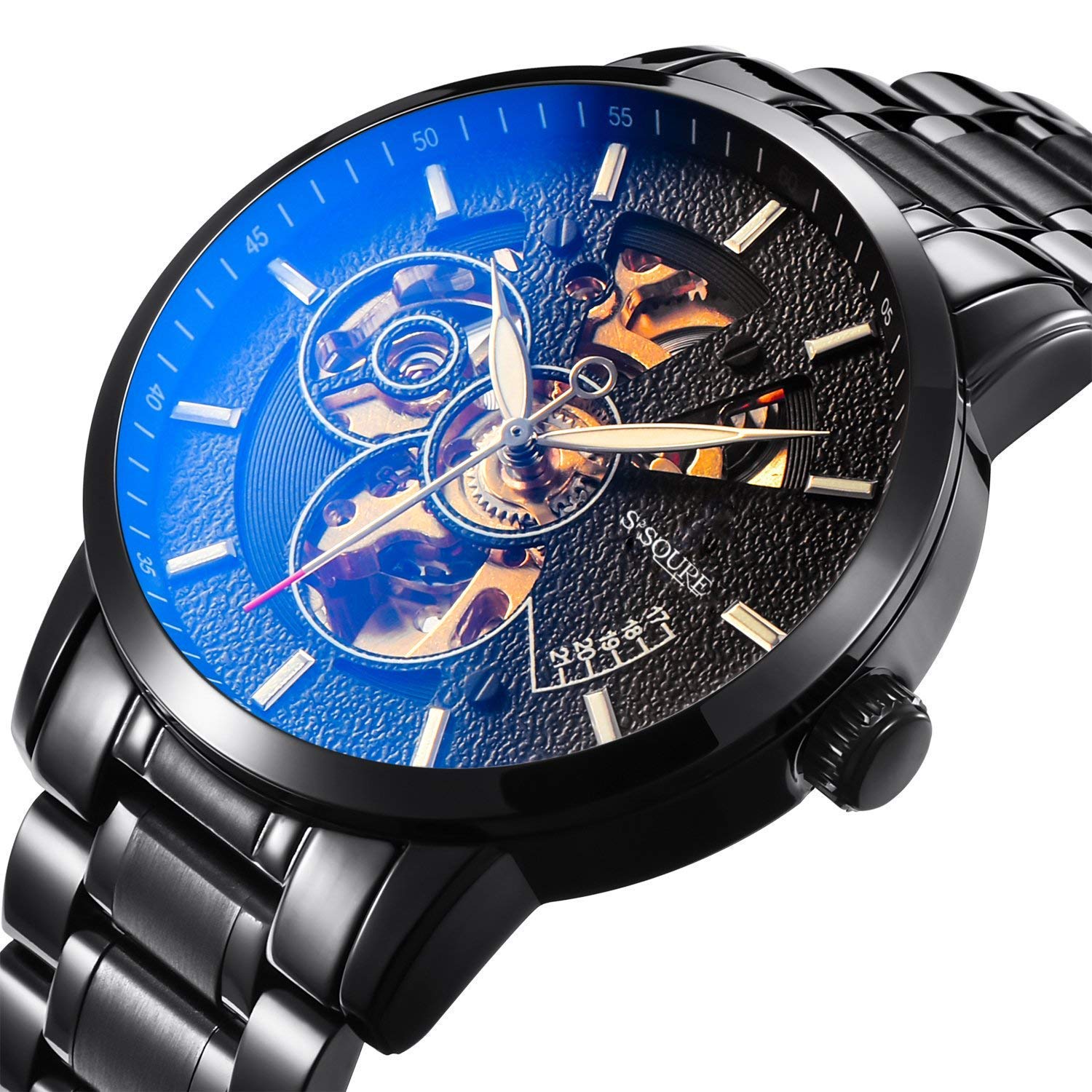 BesTn出品 S2SQURE機械式腕時計ブラック