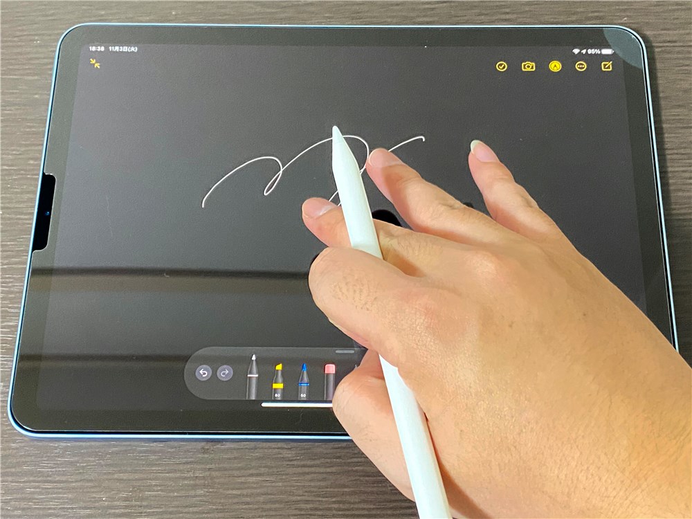iPadでは指3本でUnDo（取り消し）操作ができる